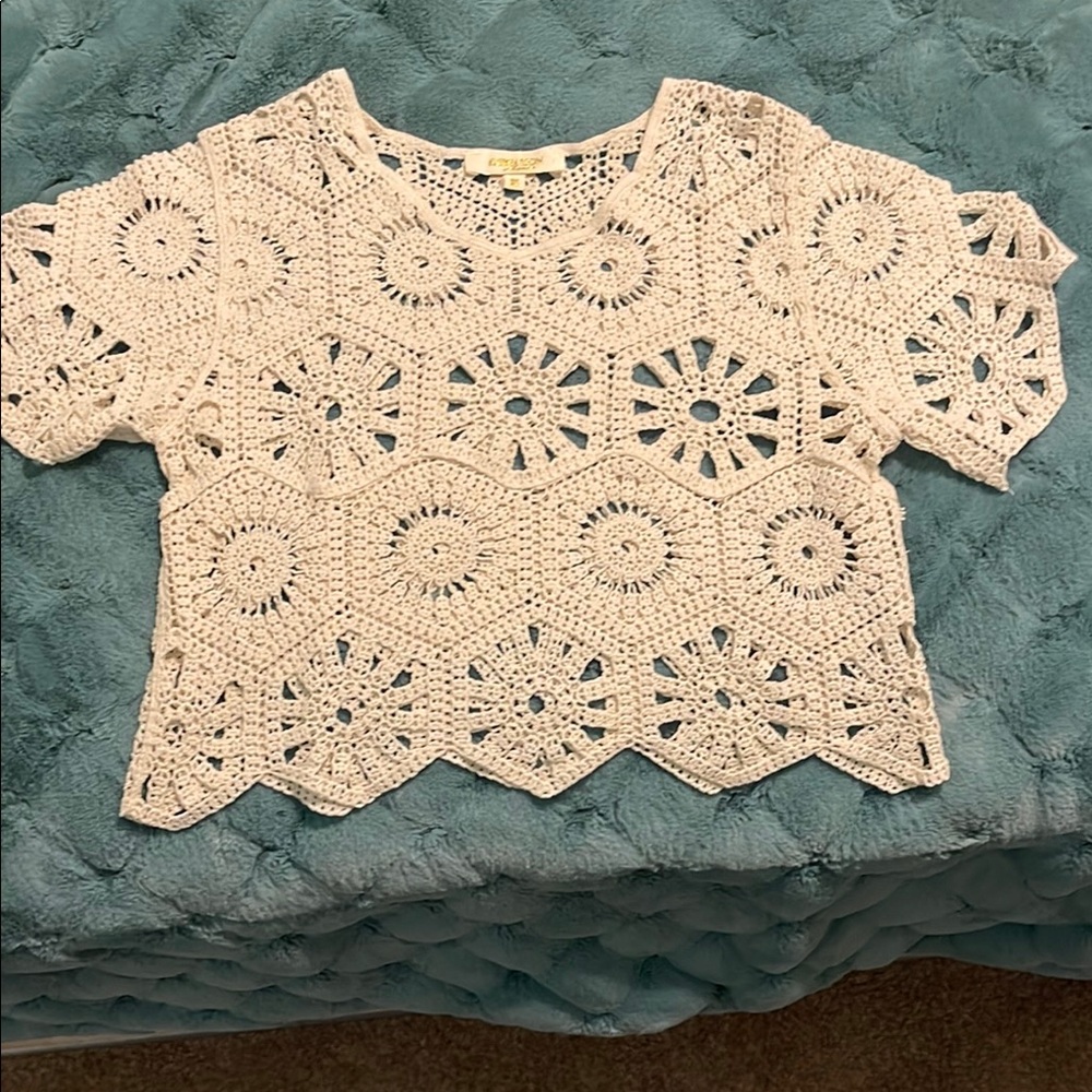 Crochet Lace Top - Cream Teen